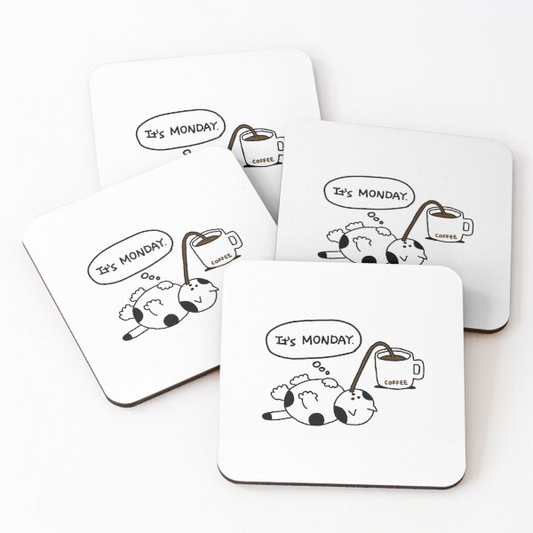 Item preview, a Cat drinking Coffee on Monday designed and sold by superbaechoo.