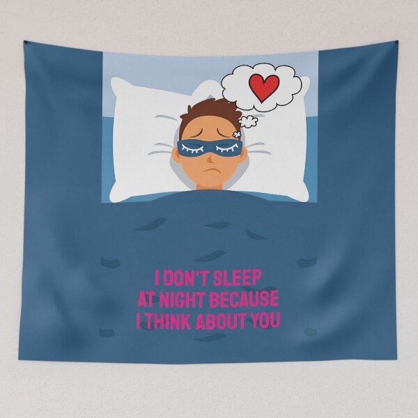 Item preview, Sad man in love lying in bed with a blindfold on designed and sold by HarridanCreates.