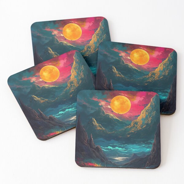 Item preview, Stunning Oil Painting of an Otherworldly Pink Sunset | Nature Art Print designed and sold by GiveMeMood.