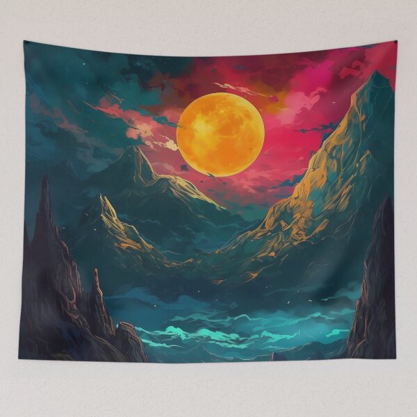 Item preview, Stunning Oil Painting of an Otherworldly Pink Sunset | Nature Art Print designed and sold by GiveMeMood.