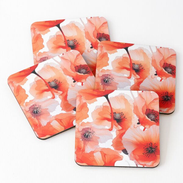 Item preview, Poppy Tile 12: Crimson Whispers in a Field of Silk, Black-Eyed Beauties in Sun-Kissed Tissue Paper. designed and sold by TheBrainArt.