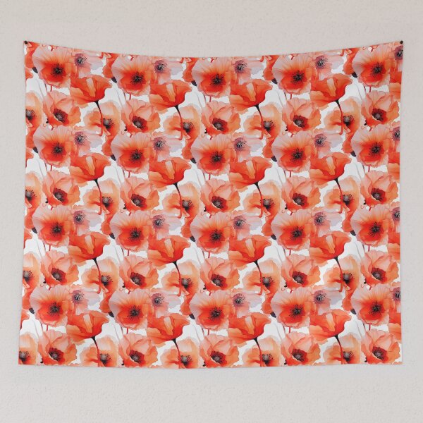 Item preview, Poppy Tile 12: Crimson Whispers in a Field of Silk, Black-Eyed Beauties in Sun-Kissed Tissue Paper. designed and sold by TheBrainArt.