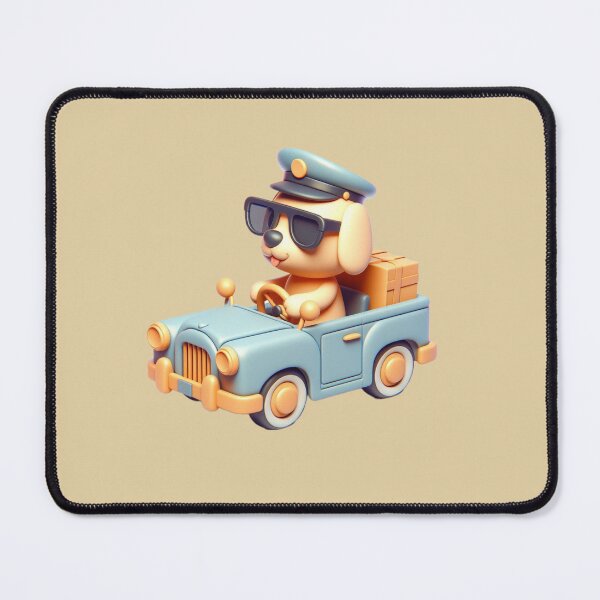 Item preview, 3D Dog with Sunglass Riding a Car, Cute Dog Riding a Car, Adorable Kawaii Dog Riding a Car designed and sold by SnuggleSafari.