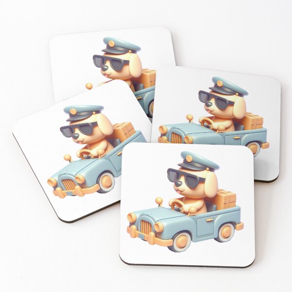 Item preview, 3D Dog with Sunglass Riding a Car, Cute Dog Riding a Car, Adorable Kawaii Dog Riding a Car designed and sold by SnuggleSafari.