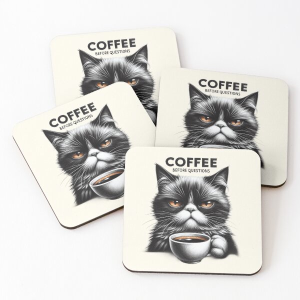 Item preview, Coffee First Grouchy Cat Artwork designed and sold by RuyaFab.