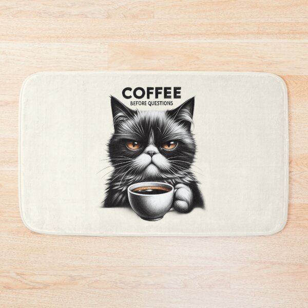 Item preview, Coffee First Grouchy Cat Artwork designed and sold by RuyaFab.