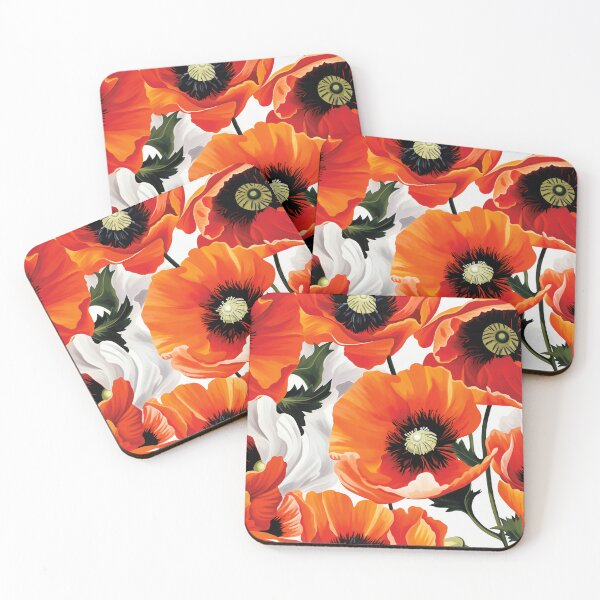 Item preview, Poppy Tile 14: Crimson Whispers in a Field of Silk, Black-Eyed Beauties in Sun-Kissed Tissue Paper. designed and sold by TheBrainArt.