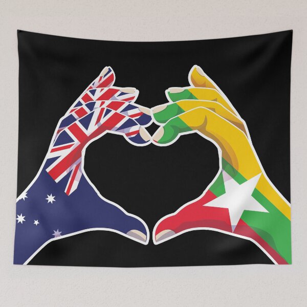 Item preview, Myanmar Burmese Burma Australian Australia Love Heart Peace designed and sold by FlagX.