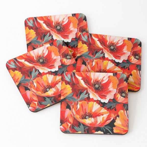 Item preview, Poppy Tile 15: Crimson Whispers in a Field of Silk, Black-Eyed Beauties in Sun-Kissed Tissue Paper. designed and sold by TheBrainArt.
