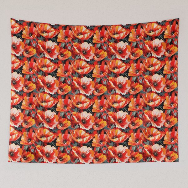 Item preview, Poppy Tile 15: Crimson Whispers in a Field of Silk, Black-Eyed Beauties in Sun-Kissed Tissue Paper. designed and sold by TheBrainArt.