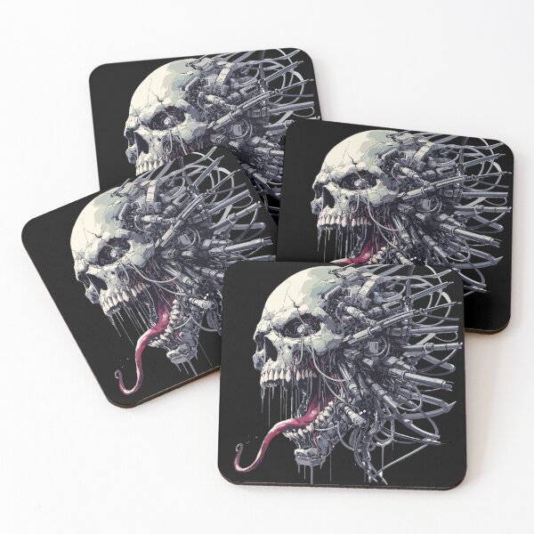 Item preview, Creepy cyborg skull cyber punk art designed and sold by TomFrontierArt.