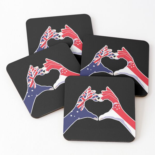 Aperçu de l'œuvre Singapour Singapour Australien Australie Amour Coeur Paix créée et vendue par FlagX.