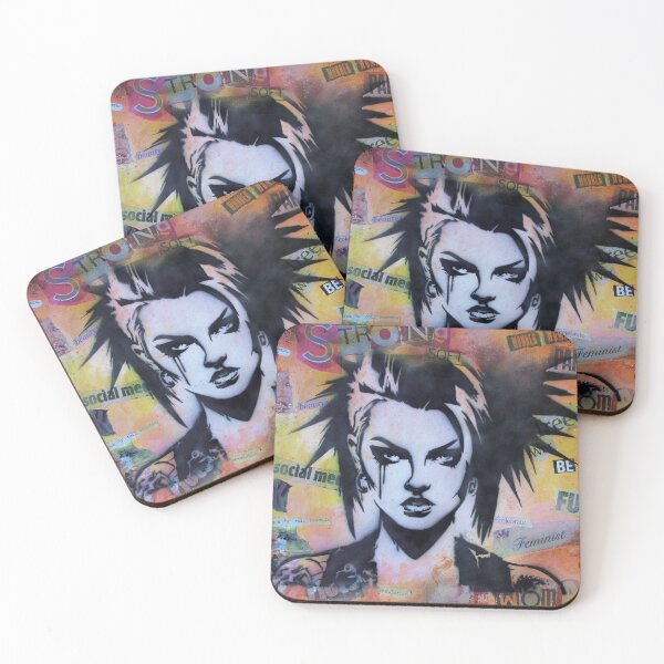 Item preview, Punk Girl stencil collage art V1 designed and sold by ArtisanGroove.