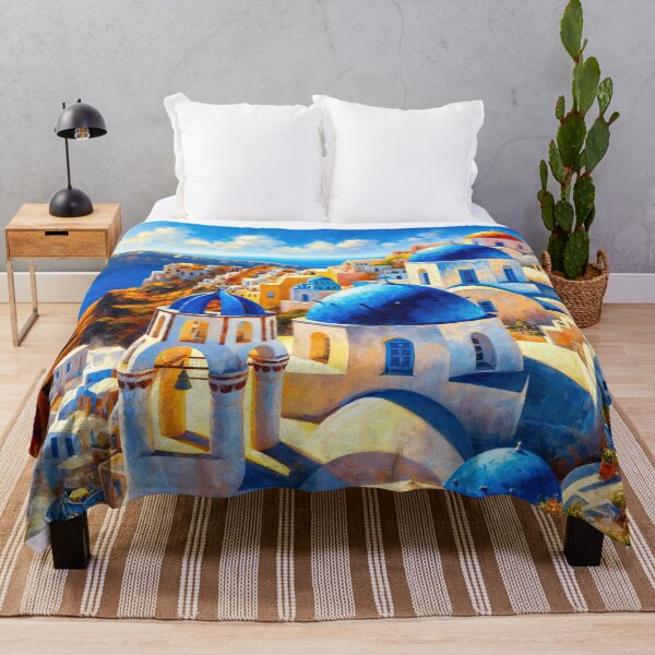 Item preview, Santorini Blue Domes - Tranquil Greek Island Escape Wall Art designed and sold by machinesdream.