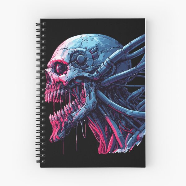 Item preview, Creepy cyborg neon skull cyber punk art designed and sold by TomFrontierArt.