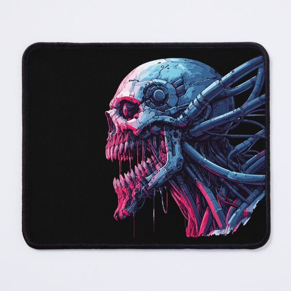 Item preview, Creepy cyborg neon skull cyber punk art designed and sold by TomFrontierArt.