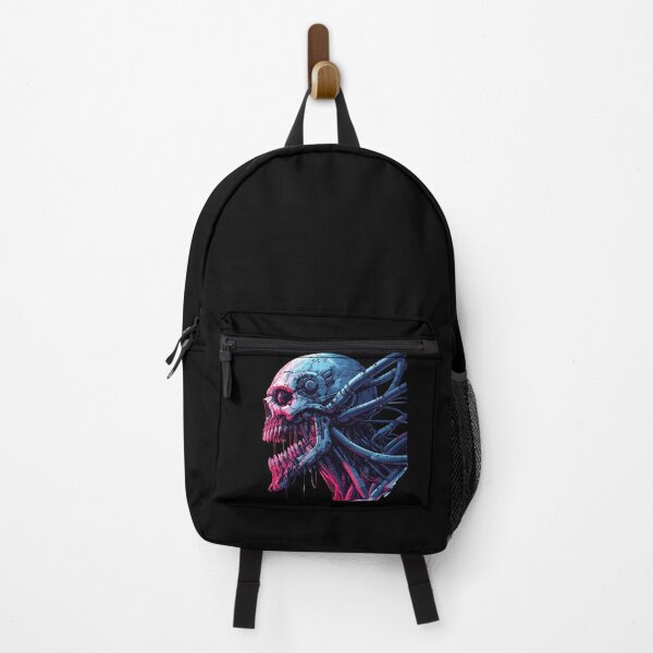 Item preview, Creepy cyborg neon skull cyber punk art designed and sold by TomFrontierArt.