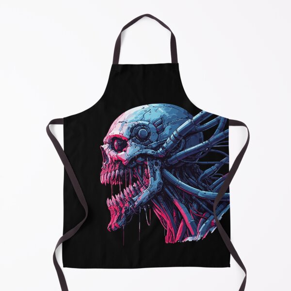 Item preview, Creepy cyborg neon skull cyber punk art designed and sold by TomFrontierArt.