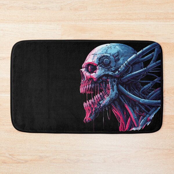 Item preview, Creepy cyborg neon skull cyber punk art designed and sold by TomFrontierArt.