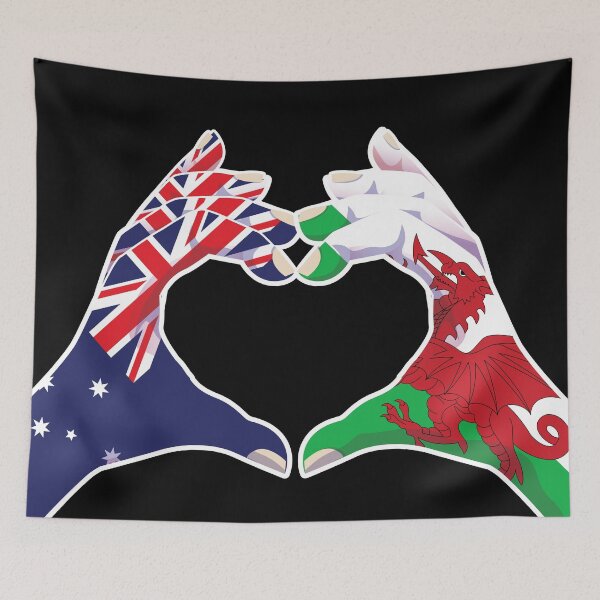 Artikelvorschau, Wales Walisisch Australien Australier Liebe Herz Frieden entworfen und verkauft von FlagX.