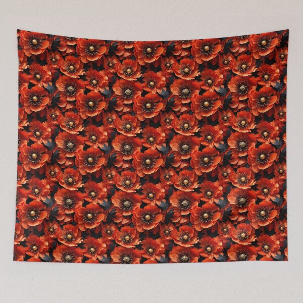 Item preview, Poppy Tile 21: Crimson Whispers in a Field of Silk, Black-Eyed Beauties in Sun-Kissed Tissue Paper. designed and sold by TheBrainArt.