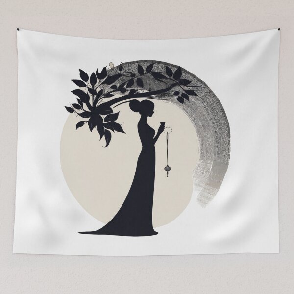Item preview, a lady walking under tree designed and sold by JangmiHorang.