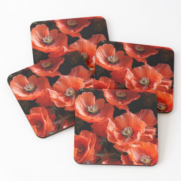 Item preview, Poppy Tile 22: Crimson Whispers in a Field of Silk, Black-Eyed Beauties in Sun-Kissed Tissue Paper. designed and sold by TheBrainArt.