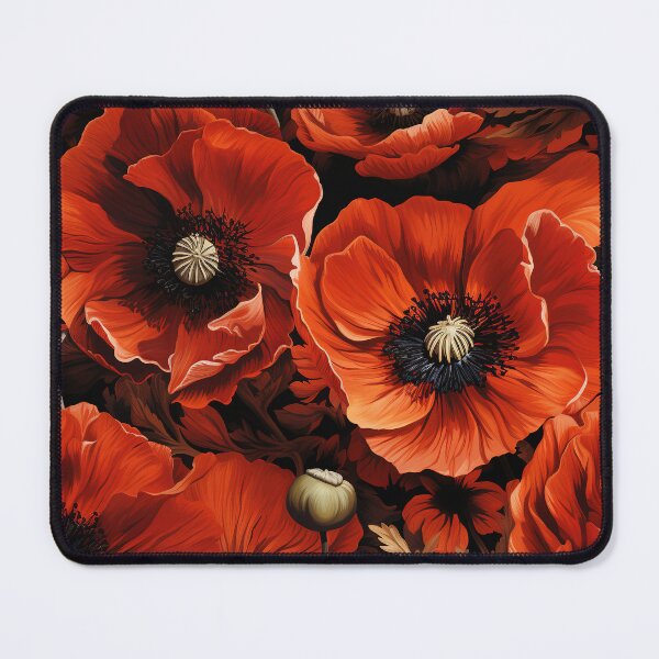 Item preview, Poppy Tile 23: Crimson Whispers in a Field of Silk, Black-Eyed Beauties in Sun-Kissed Tissue Paper. designed and sold by TheBrainArt.