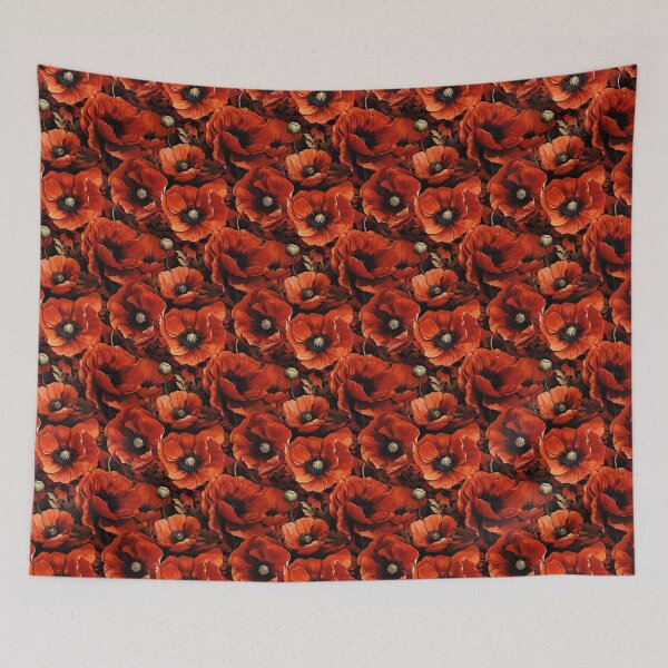 Item preview, Poppy Tile 23: Crimson Whispers in a Field of Silk, Black-Eyed Beauties in Sun-Kissed Tissue Paper. designed and sold by TheBrainArt.