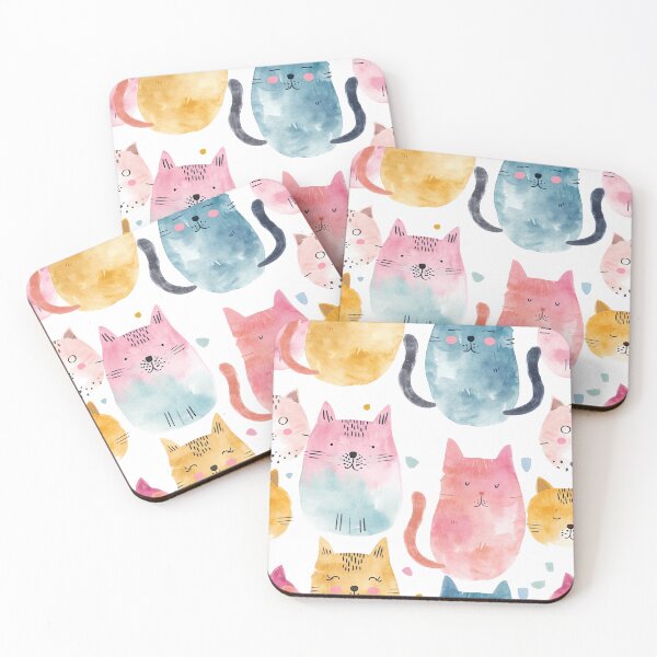 Item preview, Dreamy Cats frolic amidst a pastel watercolour wonderland #2 designed and sold by fluidwatercolor.
