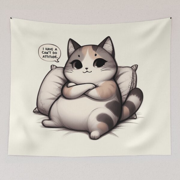 Item preview, Chubby Cat with a Can't-Do Attitude designed and sold by RuyaFab.