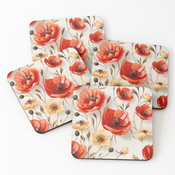 Item preview, Poppy Tile 26: Crimson Whispers in a Field of Silk, Black-Eyed Beauties in Sun-Kissed Tissue Paper. designed and sold by TheBrainArt.