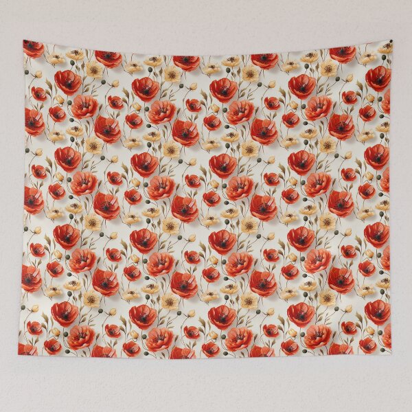 Item preview, Poppy Tile 26: Crimson Whispers in a Field of Silk, Black-Eyed Beauties in Sun-Kissed Tissue Paper. designed and sold by TheBrainArt.