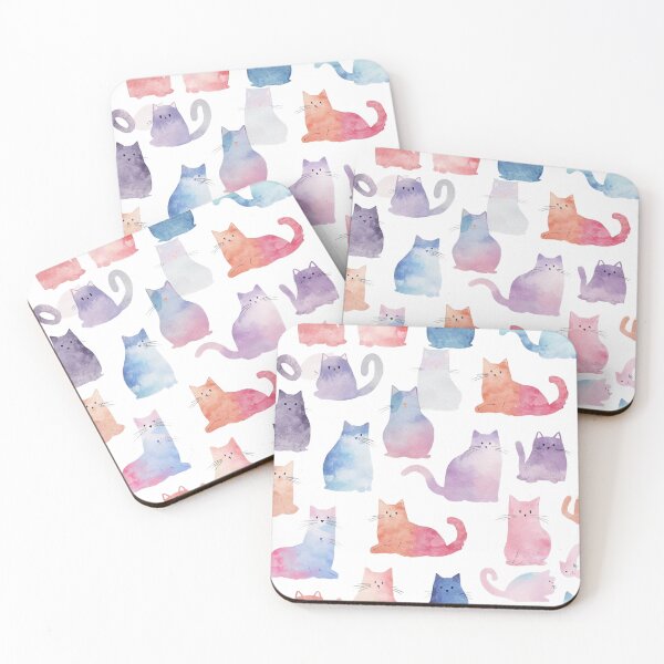 Item preview, Dreamy Cats frolic pastel Watercolour Wonderland #3 designed and sold by fluidwatercolor.