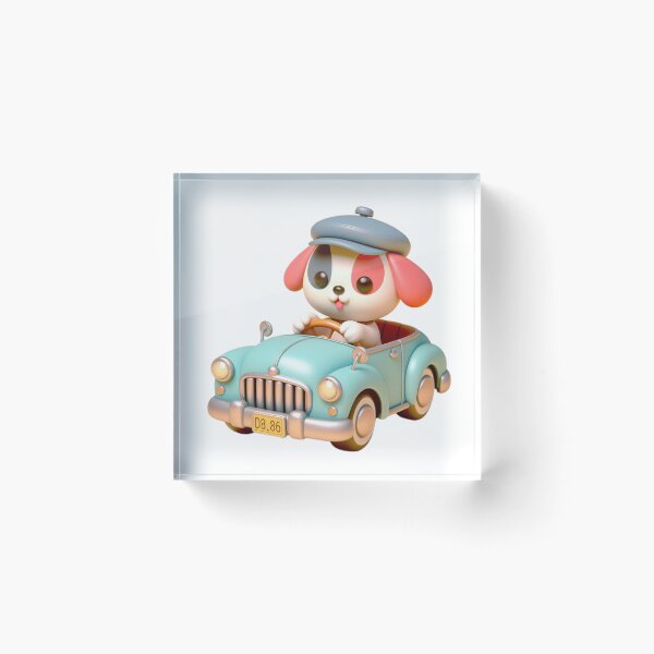 Item preview, 3D Cute Dog  Riding a Car, Cute Dog Riding a Car, Adorable Kawaii Dog Riding a Car designed and sold by SnuggleSafari.
