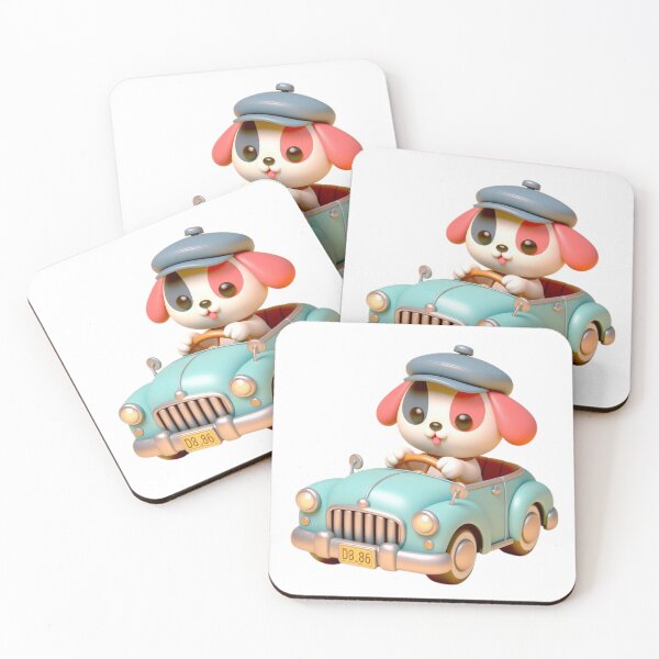 Item preview, 3D Cute Dog  Riding a Car, Cute Dog Riding a Car, Adorable Kawaii Dog Riding a Car designed and sold by SnuggleSafari.
