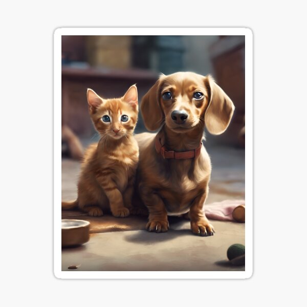 Item preview, Kitten and Dachshund friends designed and sold by Mugpics.