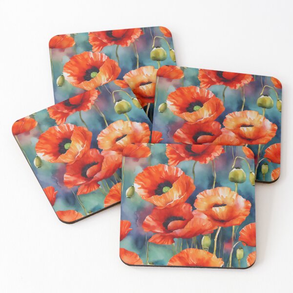 Item preview, Watercolor Poppy Pastiche designed and sold by colorvisionart.