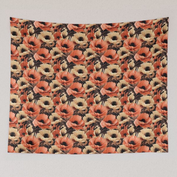 Item preview, Poppy Tile 27: Crimson Whispers in a Field of Silk, Black-Eyed Beauties in Sun-Kissed Tissue Paper. designed and sold by TheBrainArt.