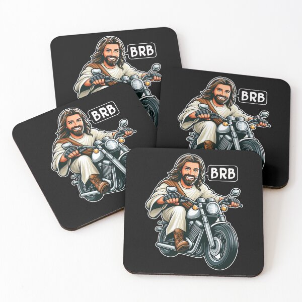 Item preview, Jesus Is Coming Soon BRB meme Riding Motorcycle designed and sold by plushism.