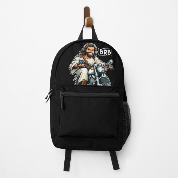 Item preview, Jesus Is Coming Soon BRB meme Riding Motorcycle designed and sold by plushism.