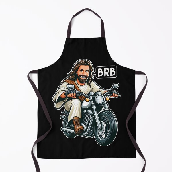 Item preview, Jesus Is Coming Soon BRB meme Riding Motorcycle designed and sold by plushism.