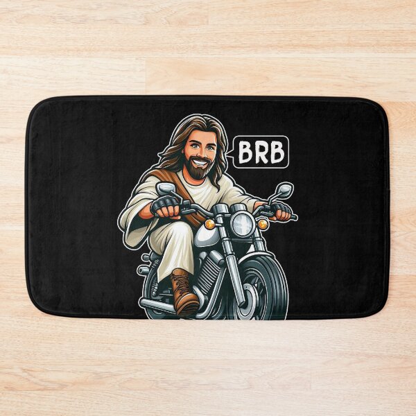 Item preview, Jesus Is Coming Soon BRB meme Riding Motorcycle designed and sold by plushism.
