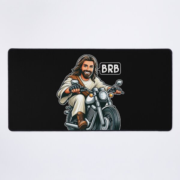 Item preview, Jesus Is Coming Soon BRB meme Riding Motorcycle designed and sold by plushism.
