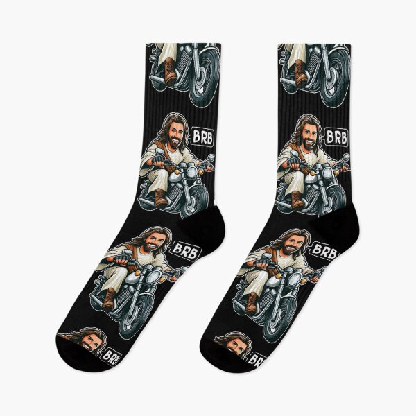 Item preview, Jesus Is Coming Soon BRB meme Riding Motorcycle designed and sold by plushism.