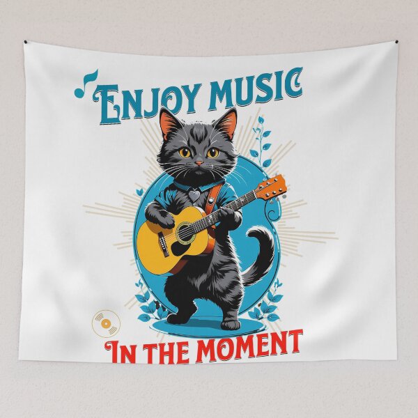 Item preview, Guitar and Purring: Vintage Feline Digital Portrait designed and sold by Artedig.
