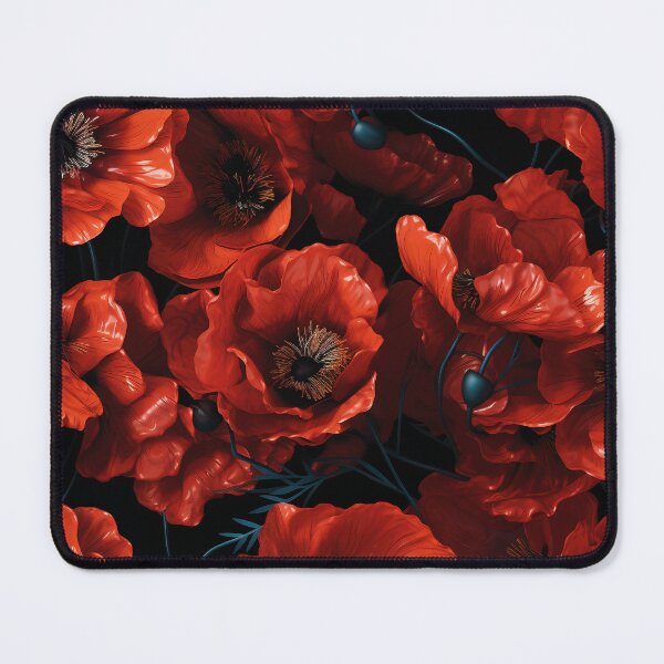 Item preview, Poppy Tile 28: Crimson Whispers in a Field of Silk, Black-Eyed Beauties in Sun-Kissed Tissue Paper. designed and sold by TheBrainArt.