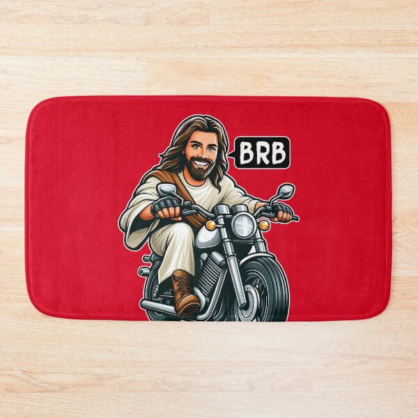 Item preview, Jesus Is Coming Soon BRB meme Riding Motorcycle designed and sold by plushism.