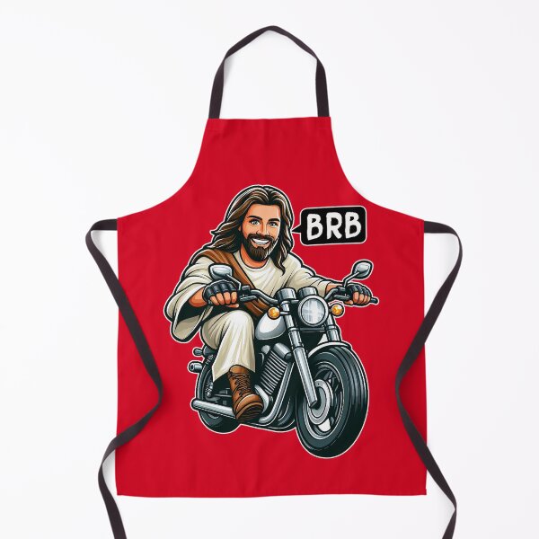 Item preview, Jesus Is Coming Soon BRB meme Riding Motorcycle designed and sold by plushism.