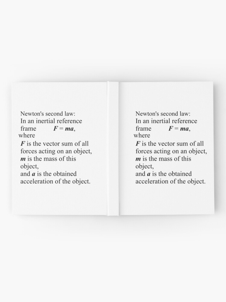 Alternate view of Newton's second law: In an inertial reference frame, F = ma Hardcover Journal